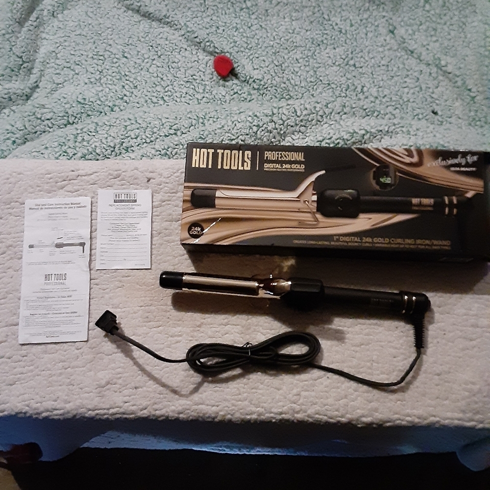 Hot tools 1inch barrel 24k digital curling iron